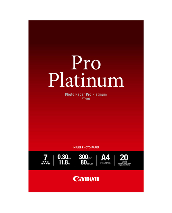 Canon Papier photo professionnel Platinum A4 PT-101 - 20 feuilles