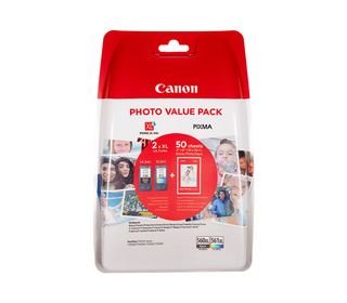 Canon Pack économique de cartouches d'encre noire PG-560XL et couleur CL-561XL + Papier Photo