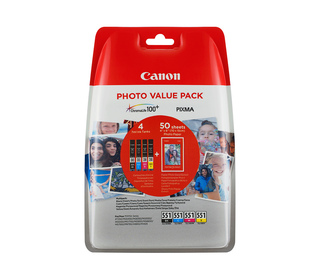 Canon Cartouche d'encre CLI-551 BK/C/M/Y + Pack économique de papiers photo