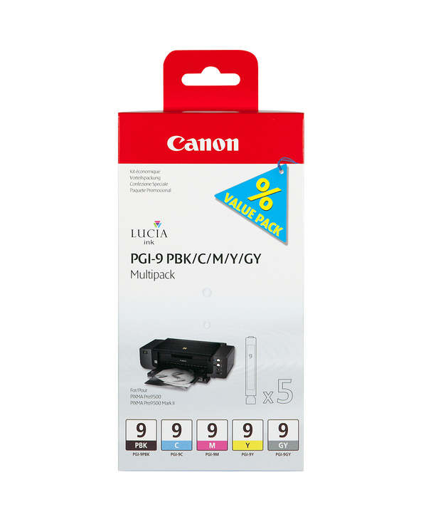 Canon Multipack de 5 cartouches d'encre PGI-9 PBK/C/M/Y/GY