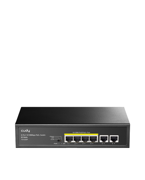 Cudy FS1006P commutateur réseau Fast Ethernet (10/100) Connexion Ethernet, supportant l'alimentation via ce port (PoE) Noir