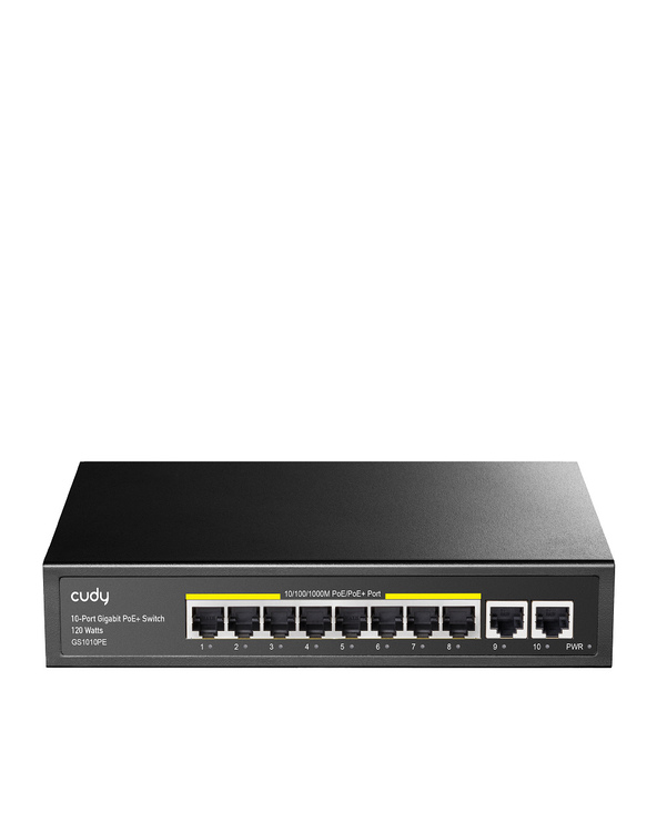 Cudy GS1010PE commutateur réseau Gigabit Ethernet (10/100/1000) Connexion Ethernet, supportant l'alimentation via ce port (PoE) 