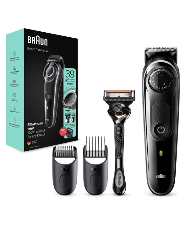 Braun BeardTrimmer 3 BT3342 AC/Batterie 39 2 cm Noir, Gris Braun BeardTrimmer 3 BT3342 AC/Batterie 39 2 cm Noir, Gris