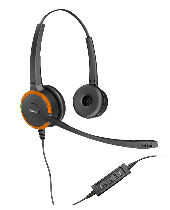 Axtel Prime MS HD stereo NC USB Casque Avec fil Arceau Bureau/Centre d'appels USB Type-A Noir, Orange