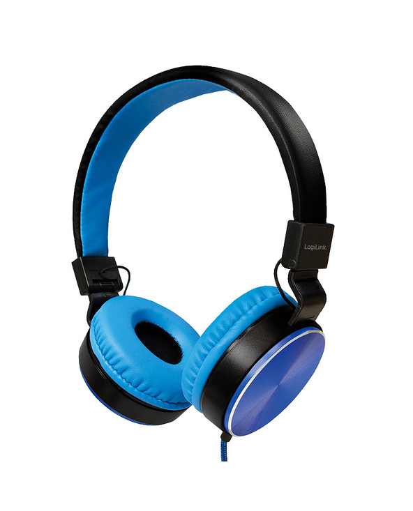 LogiLink HS0049BL écouteur/casque Écouteurs Avec fil Arceau Musique Noir, Bleu