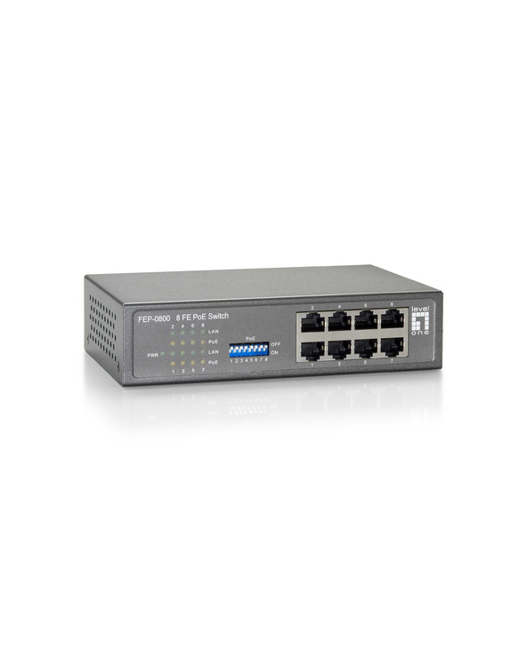 LevelOne FEP-0800 commutateur réseau Fast Ethernet (10/100) Connexion Ethernet, supportant l'alimentation via ce port (PoE) Noir