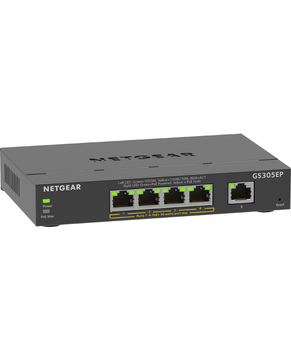 NETGEAR 5-Port Gigabit Ethernet PoE+ Plus Switch (GS305EP) Géré L2/L3 Gigabit Ethernet (10/100/1000) Connexion Ethernet, support
