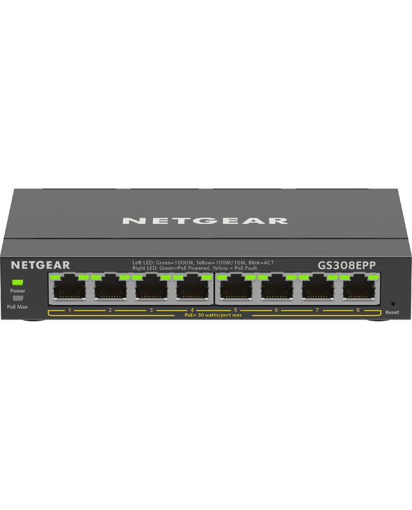 NETGEAR 8-Port Gigabit Ethernet High-Power PoE+ Plus Switch (GS308EPP) Géré L2/L3 Gigabit Ethernet (10/100/1000) Connexion Ether