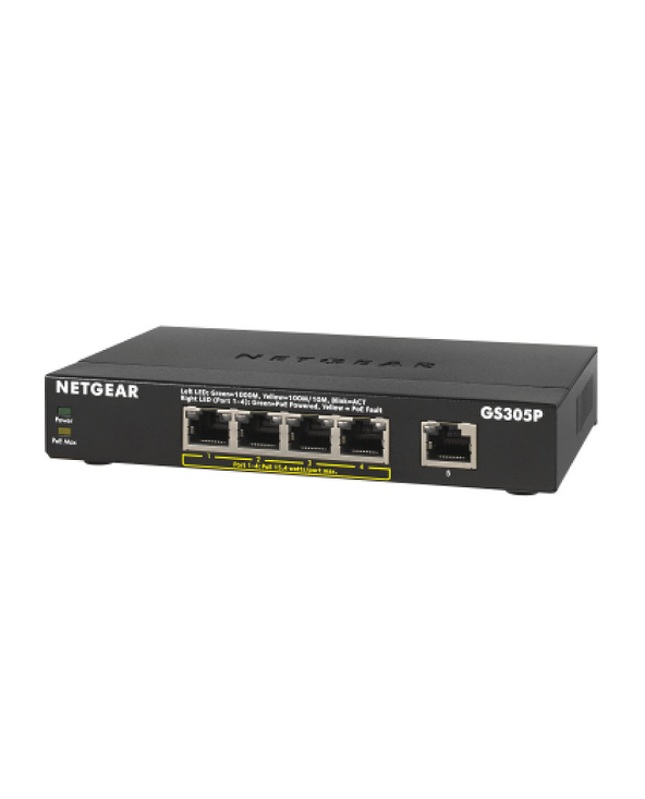 NETGEAR GS305Pv2 Non-géré Gigabit Ethernet (10/100/1000) Connexion Ethernet, supportant l'alimentation via ce port (PoE) Noir