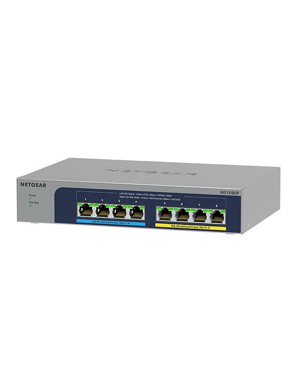 NETGEAR MS108UP Non-géré 2.5G Ethernet (100/1000/2500) Connexion Ethernet, supportant l'alimentation via ce port (PoE)