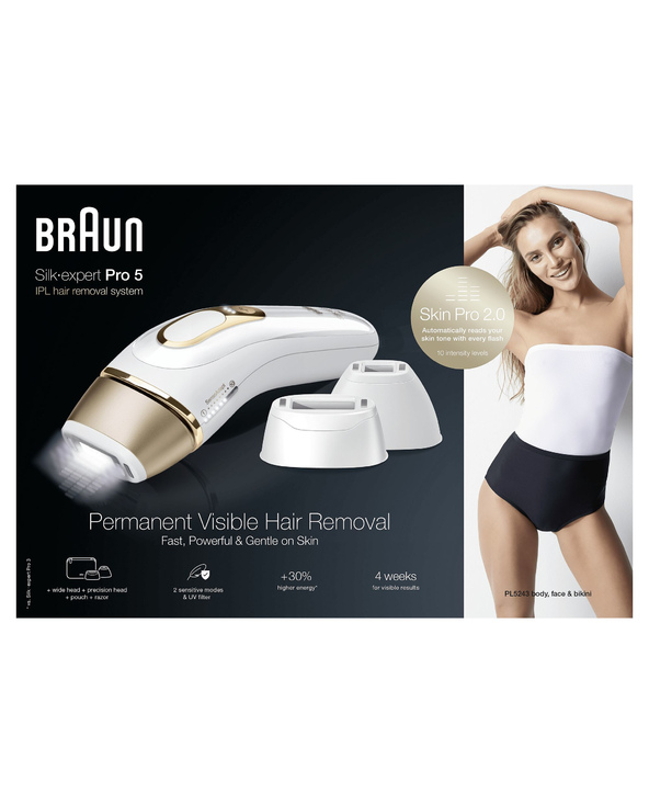 Braun Silk-expert Pro 5 PL5243 Lumière pulsée Or, Blanc
