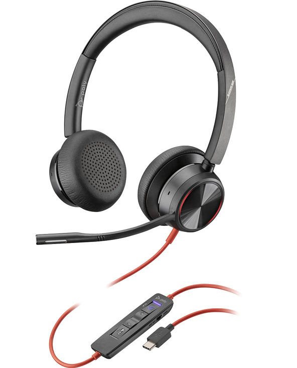 POLY Blackwire 8225 Casque Avec fil Arceau Bureau/Centre d'appels USB Type-C Noir