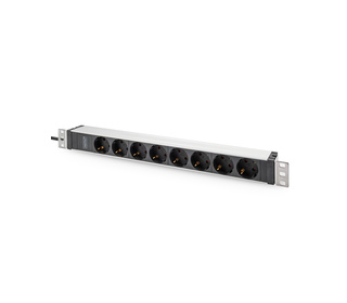 Digitus Multiprise avec profilé en aluminium, 8 prises à contact de protection, câble d’alimentation de 2 m, fiche IEC C20