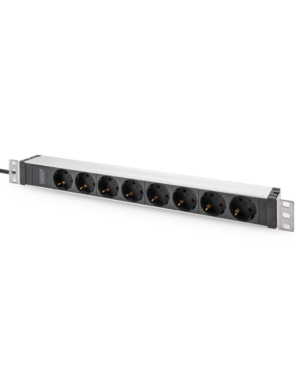 Digitus Multiprise avec profilé en aluminium, 8 prises à contact de protection, câble d’alimentation de 2 m, fiche IEC C20