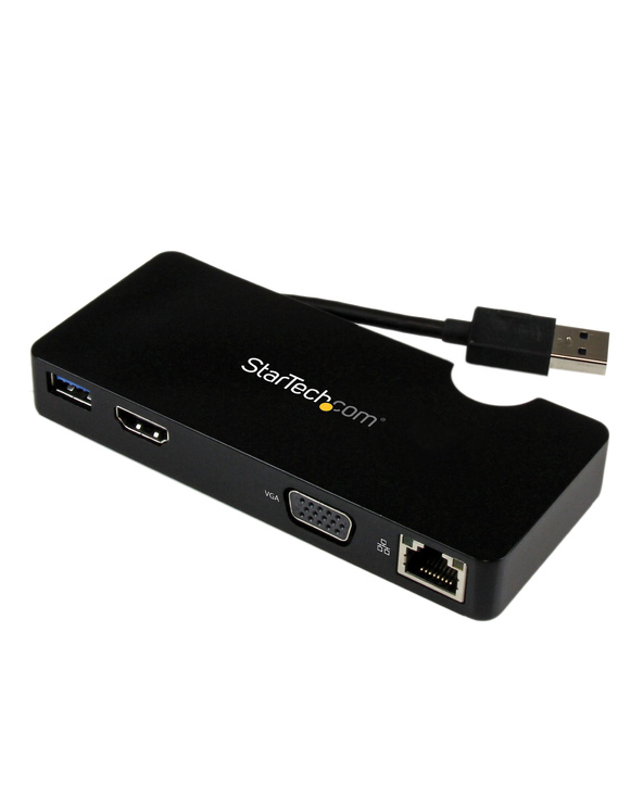 StarTech.com Mini station d’accueil USB 3.0 universelle pour ordinateur portable avec HDMI ou VGA, Gigabit Ethernet, USB 3.0