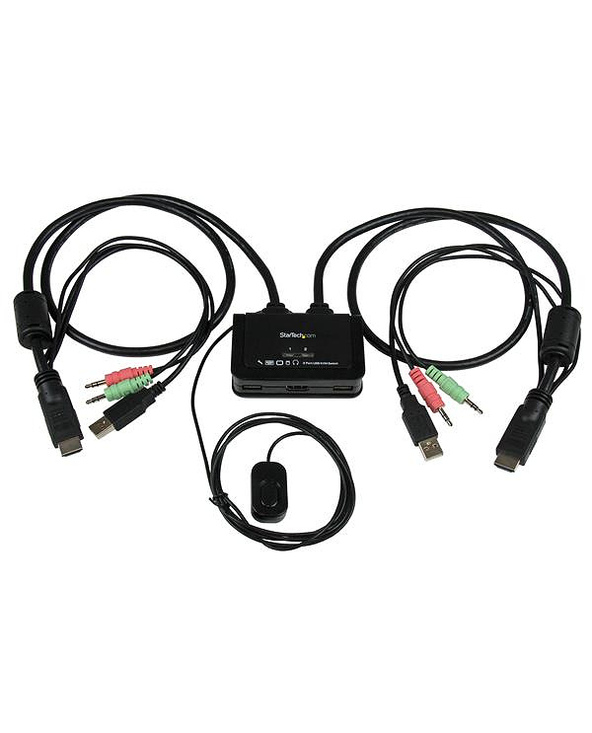 StarTech.com Switch Commutateur KVM 2 Ports USB, HDMI avec Audio et Câbles pour 2 PC sur 1 écran - Auto Alimenté