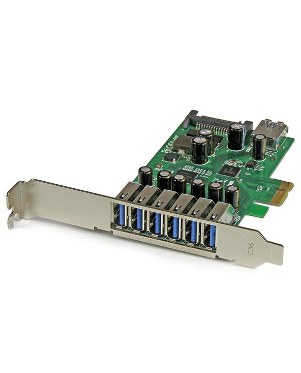 StarTech.com Carte contrôleur PCI Express à 7 ports USB 3.0 - 6 externes 1 interne - Adaptateur PCIe avec alimentation SATA