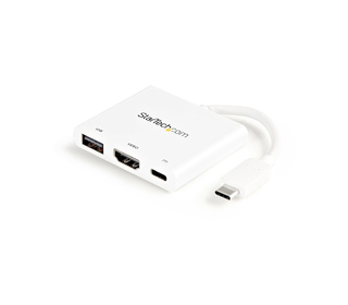 StarTech.com Adaptateur multiport USB-C vers HDMI 4K avec USB Power Delivery et port USB-A - Blanc