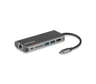 StarTech.com Adaptateur Multiport USB C, Station d'Accueil USB-C Portable vers HDMI 4K, Hub USB 3.0 2 pts, SD/SDHC, GbE, 60W PD 