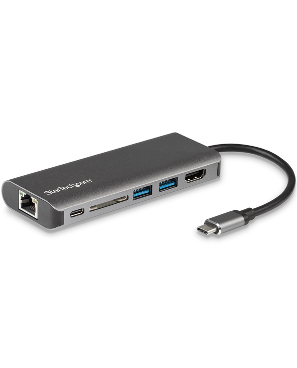 StarTech.com Adaptateur Multiport USB C, Station d'Accueil USB-C Portable vers HDMI 4K, Hub USB 3.0 2 pts, SD/SDHC, GbE, 60W PD 
