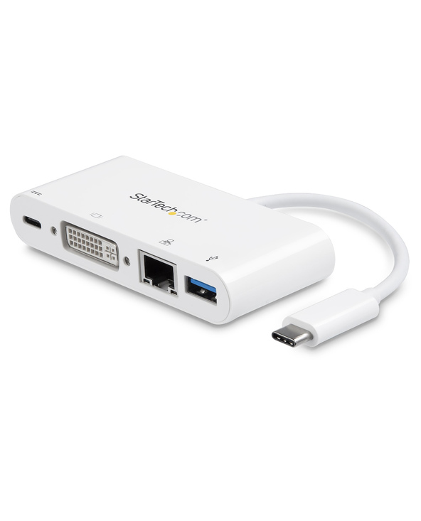 StarTech.com Adaptateur Multiport USB C - Adaptateur Vidéo USB-C vers DVI-D (numérique) avec 60W PD Passthrough Charging, GbE, U