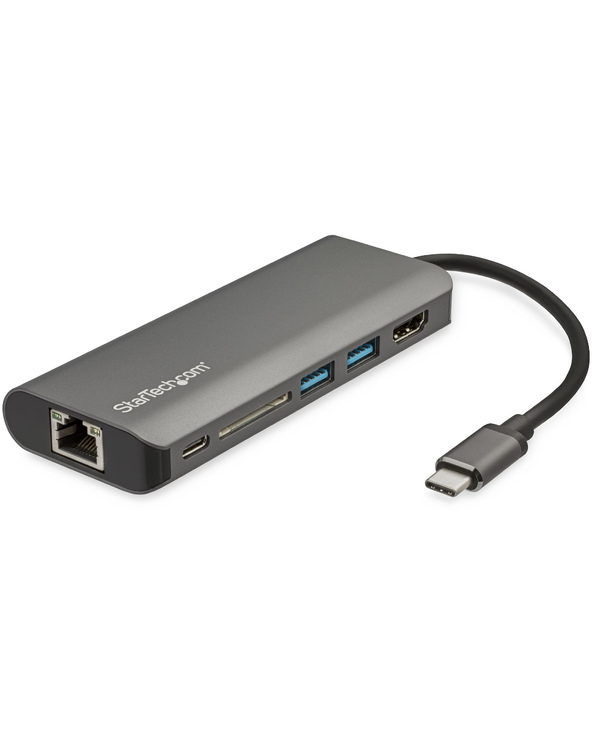 StarTech.com Adaptateur Multiport USB-C - Mini Dock USB-C avec HDMI 4K, 3x USB 3.0 Hub, SD/SDHC, GbE, 60W PD 3.0 Pass-Through - 