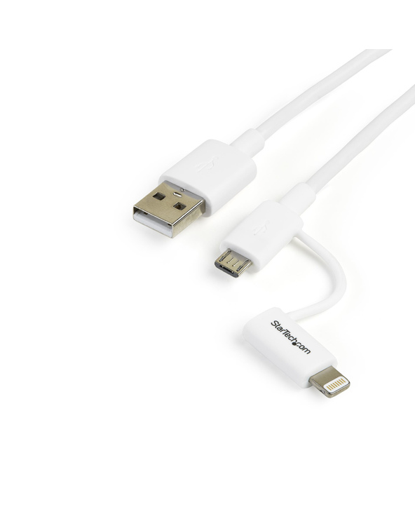 StarTech.com Câble Lightning 8 broches ou Micro USB vers USB de 1 m - Cordon de charge / synchronisation - Blanc