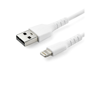 StarTech.com Câble USB-A vers Lightning Blanc Robuste 1m - Câble de Charge/Synchronisation de Type A vers Lightning en Fibre Ara