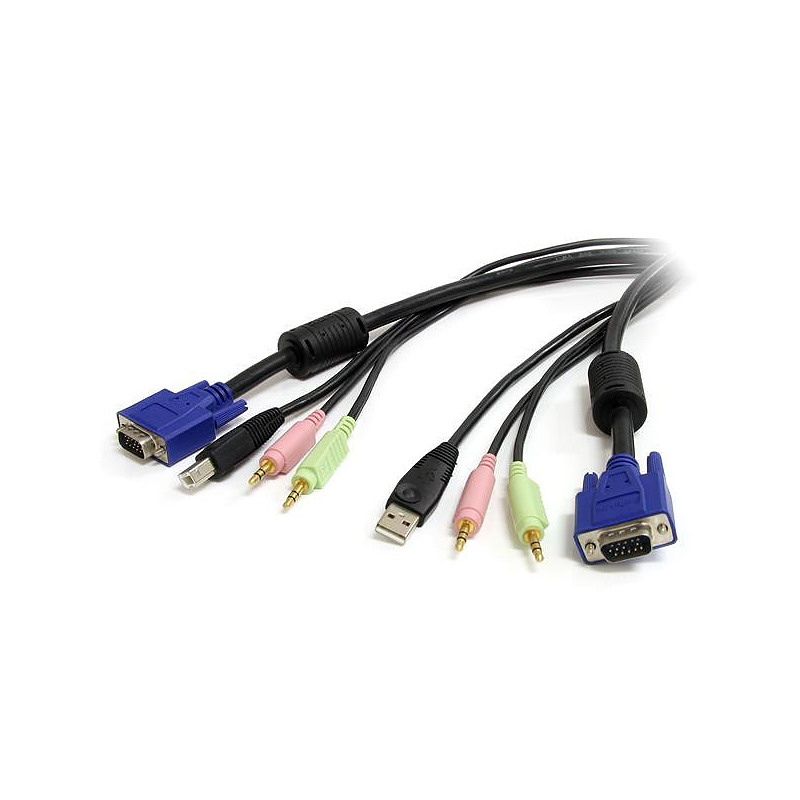 StarTech.com 10 ft 4-in-1 USB, VGA, Audio, and Microphone KVM Switch Cable câble kvm Noir 3,05 m