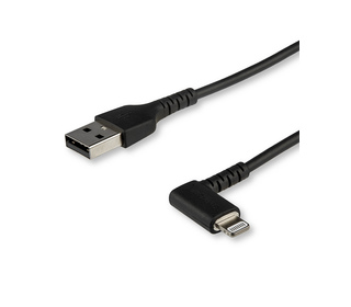 StarTech.com Câble USB-A vers Lightning Noir Robuste 1m Coudé à 90° - Câble de Charge/Synchronisation USB Type A vers Lightning 