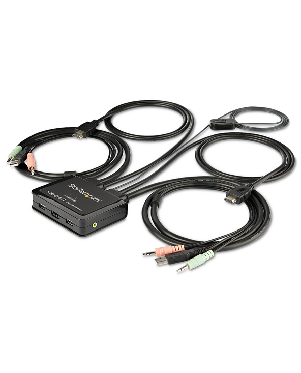StarTech.com Commutateur KVM HDMI à 2 ports avec câbles incorporés - USB 4K 60Hz