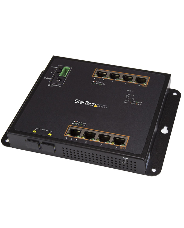 StarTech.com Switch Gigabit Ethernet géré à 8 ports PoE+ avec 2 connexions SFP - Fixation murale et accès en façade