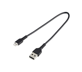 StarTech.com Câble USB-A vers Lightning Noir Robuste 30cm - Câble de Charge/Synchronisation de Type A vers Lightning en Fibre Ar
