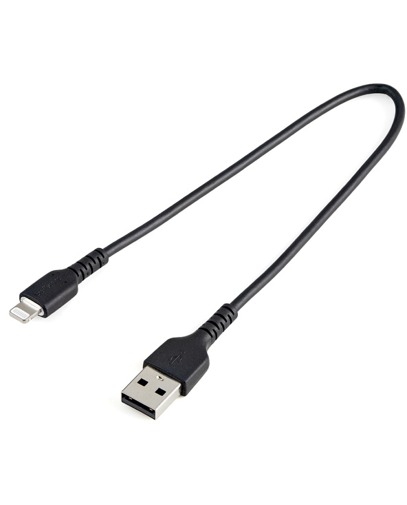 StarTech.com Câble USB-A vers Lightning Noir Robuste 30cm - Câble de Charge/Synchronisation de Type A vers Lightning en Fibre Ar