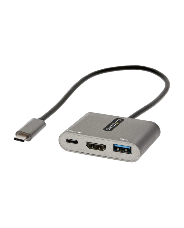 StarTech.com Adaptateur multiport USB C, USB-C vers vidéo HDMI 4K, 100W PD Pass-Through, Hub USB 3.0 5Gbps (1xType-C/1xA), Mini 