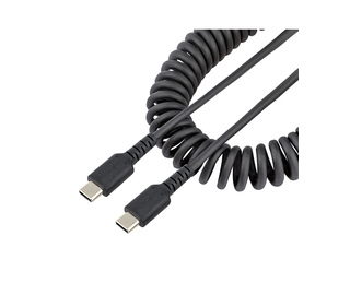 StarTech.com Câble de Charge USB-C de 1m - Adaptateur USB-C vers USB-C Enroulé à Usage Intesif - Câble Thunderbolt 3 en Fibre Ar