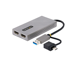 StarTech.com Adaptateur USB vers Double HDMI - USB A/C vers 2 Écrans HDMI (1x 4K30Hz, 1x 1080p) - Dongle Intégré USB-A vers C, C