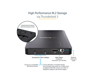 StarTech.com Boîtier SSD M.2 NVMe Thunderbolt 3 à 4 Baies - Boîtier Disque  Dur Externe 1 DisplayPort vidéo et 2 Ports TB3 Downst