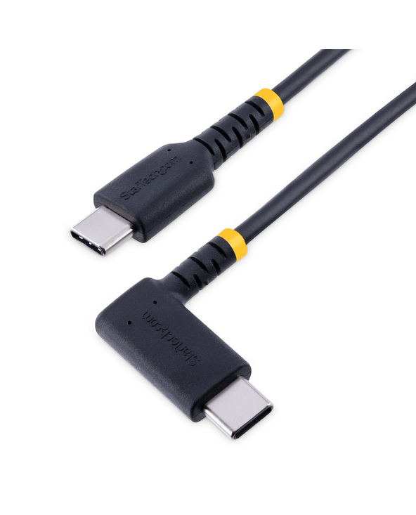 StarTech.com Câble de Charge USB C de 1m - Cordon USB-C, 60W PD 3A - Câble USB C Coudé Noir - Fibre Aramide Robuste - Câble USB 