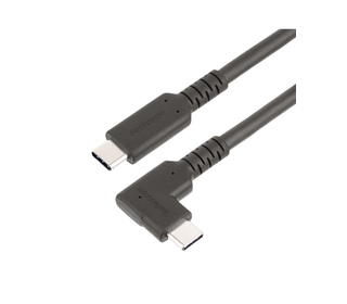StarTech.com Câble USB-C Robuste à Angle Droit de 50cm, USB 3.2 Gen 2 (10 Gbps), Cordon de Transfert de Données USB-C à C Comple