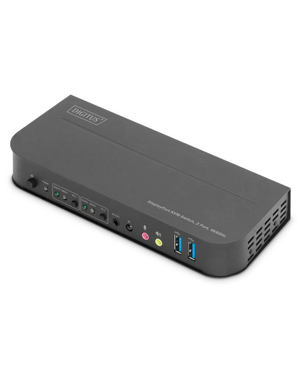 Digitus Commutateur KVM, 2 ports, 4K 60 Hz, 2 x entrées DP, 1 x sortie DP/HDMI
