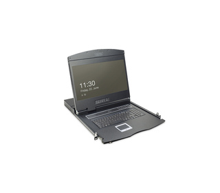 Digitus Console modulaire avec écran TFT de 19 po (48,3 cm), 8 ports clavier-vidéo-souris et pavé tactile, clavier allemand