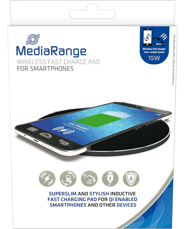 MediaRange MRMA118 chargeur d'appareils mobiles Smartphone Noir USB Recharge sans fil Charge rapide Intérieure