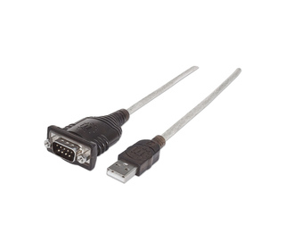 Manhattan 151856 câble Série Argent 0,45 m USB A Serial/COM/RS232/DB9