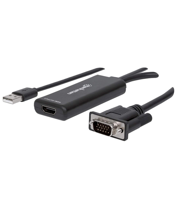 Manhattan 152426 câble vidéo et adaptateur 1 m USB Type-A + VGA (D-Sub) HDMI Noir