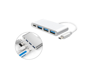 DLH HUB USB-C 4 PORTS : 3 x USB-A ET 1 x USB-C PD