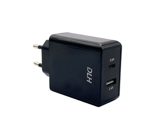 DLH CHARGEUR SECTEUR 24W AVEC 1 PORT USB-A (2.4A max) ET 1 PORT USB-C (3A max)