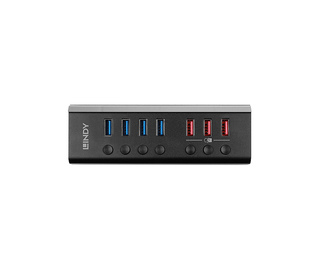 Lindy 4 Port USB 3.0 Hub with 3 Quick Charge 3.0 Ports USB 3.2 Gen 1 (3.1 Gen 1) Type-B 5000 Mbit/s Noir