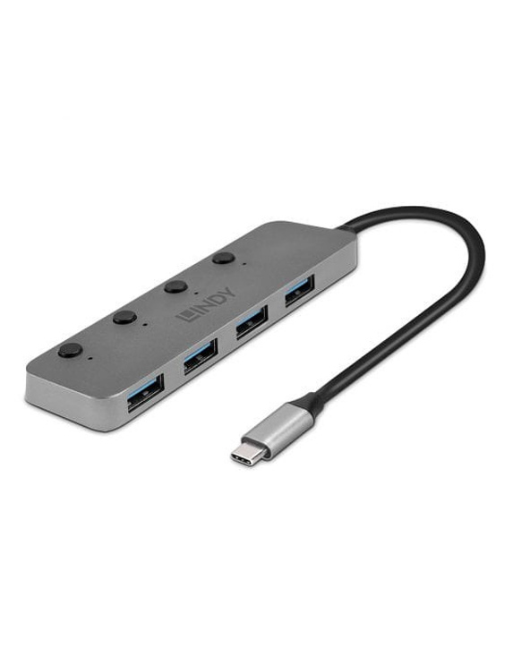 Lindy 43383 hub & concentrateur USB 3.2 Gen 1 (3.1 Gen 1) Type-C 5000 Mbit/s Gris