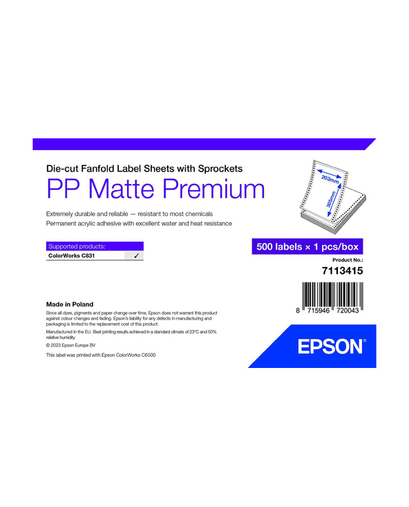 Epson 7113415 étiquette à imprimer Blanc Imprimante d'étiquette adhésive